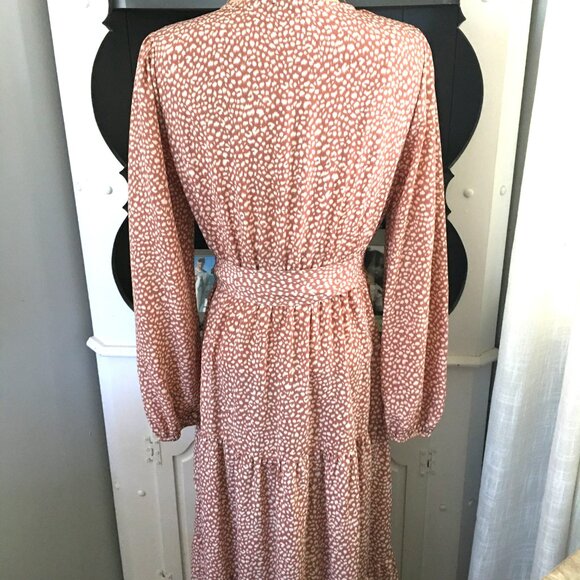 Women's Maxi‎ Dress Size S Fall Long Sleeve V Neck Tiered Floral Dress - Picture 6 of 10